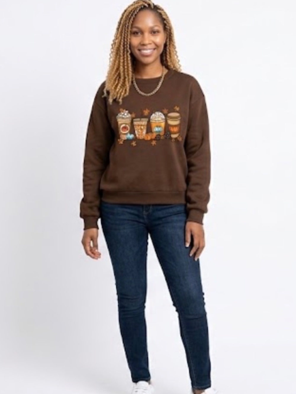 warm brown graphic sweatshirt